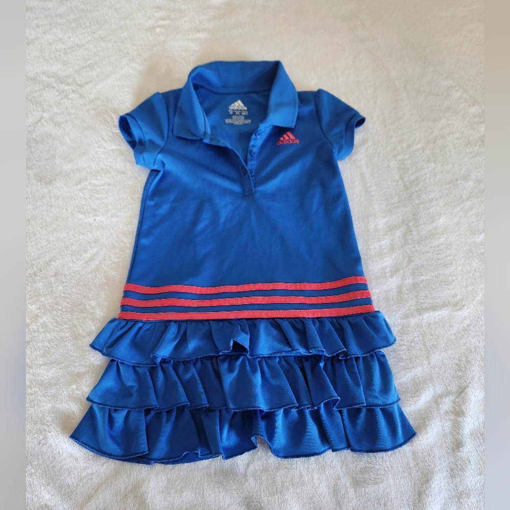 Blue and Pink ruffle Adidas ruffle tennis dress